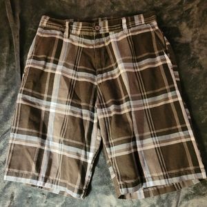 Burnside charcoal-brown/light blue shorts